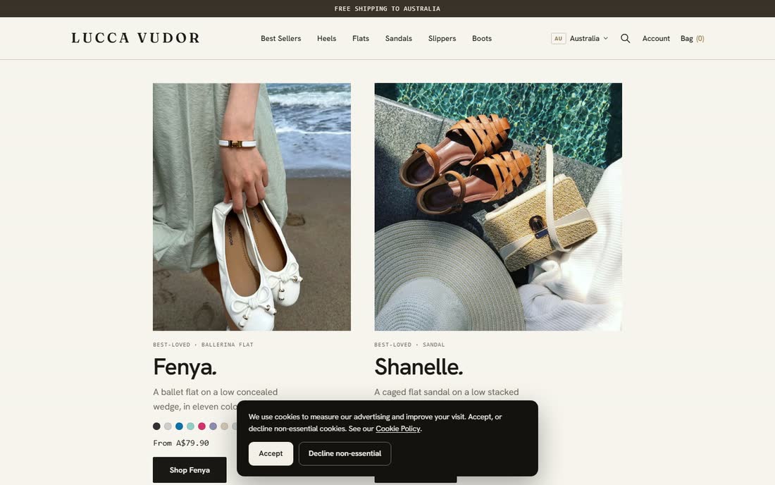 The luccavudor.shop home page.
